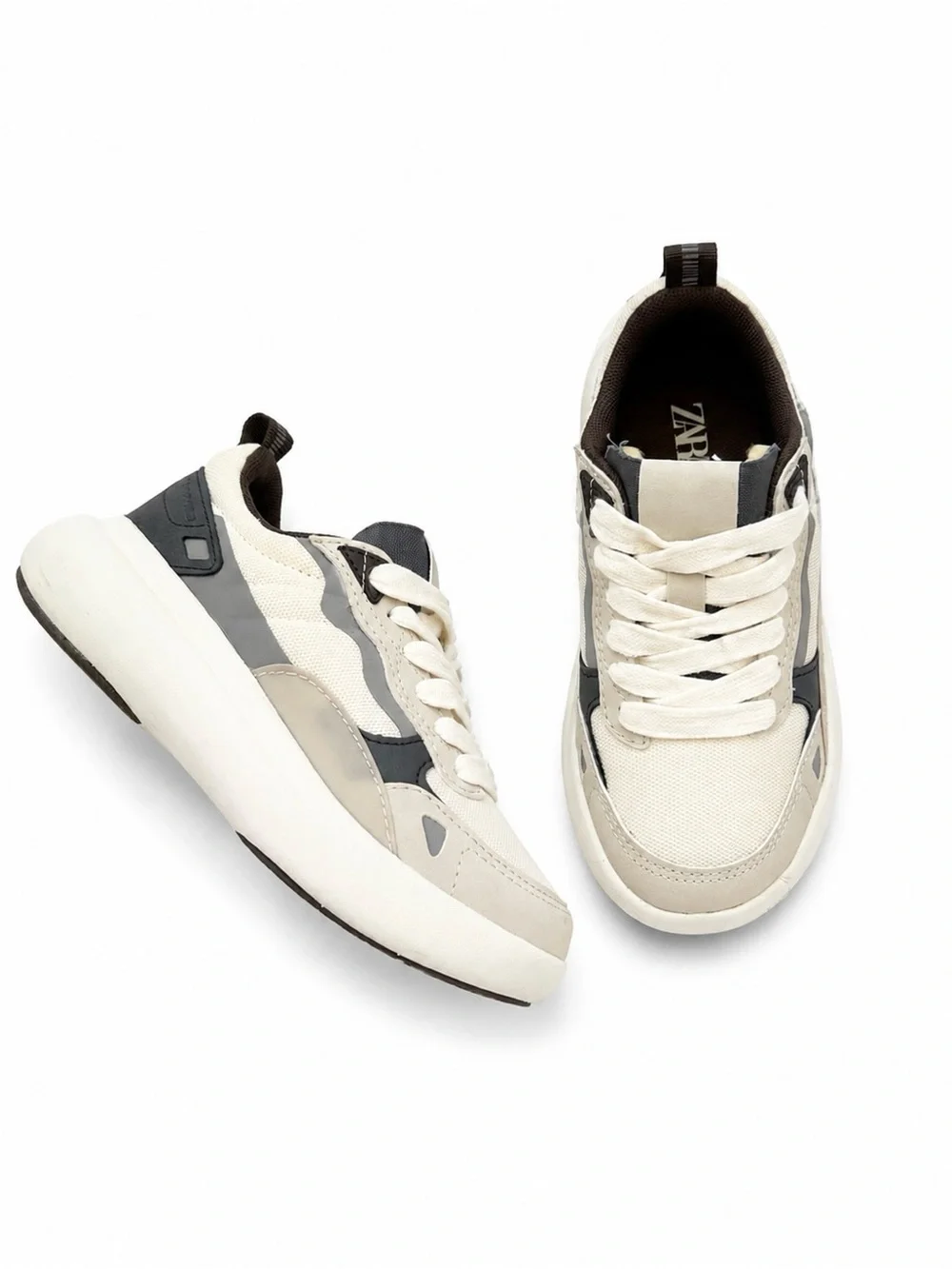 Zara Beige, Cream & Black Kids' Sneakers